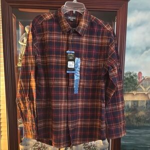 Men's Plaid Flannel Shirt - Red and Blue